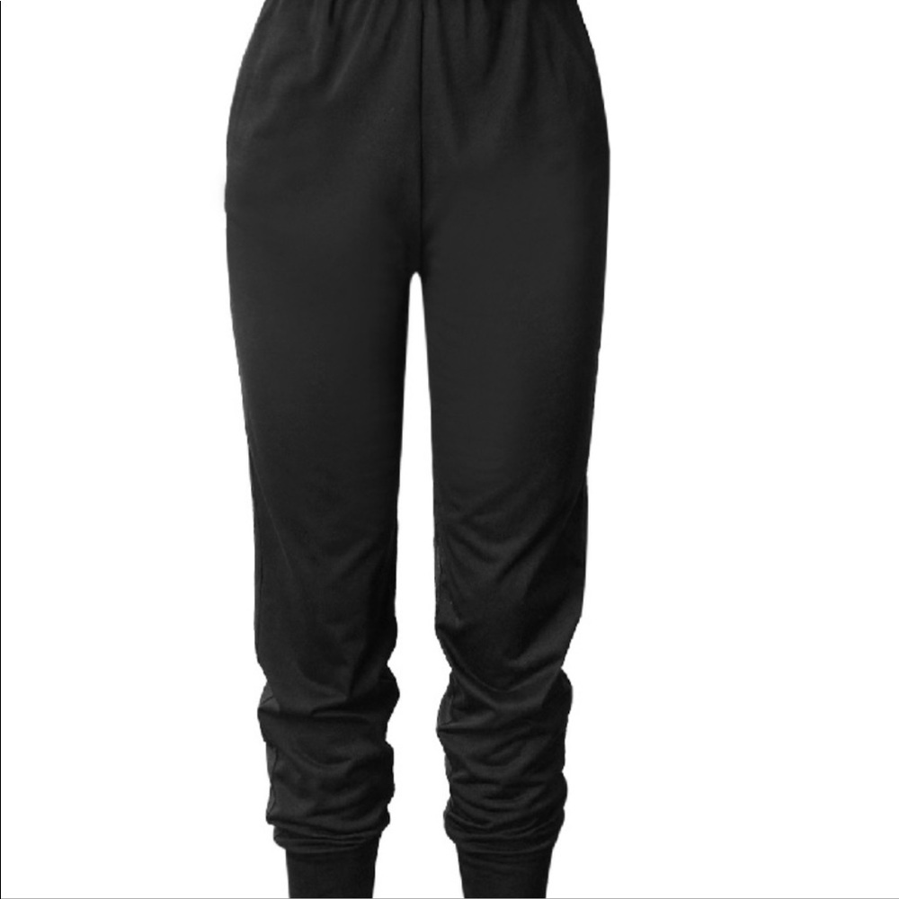 Black Short Sleeve Jogger Jumpsuit Size M - Picture 3 of 3